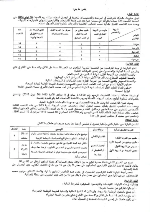 Concours 2024 de la Préfecture d'Oujda-Angad