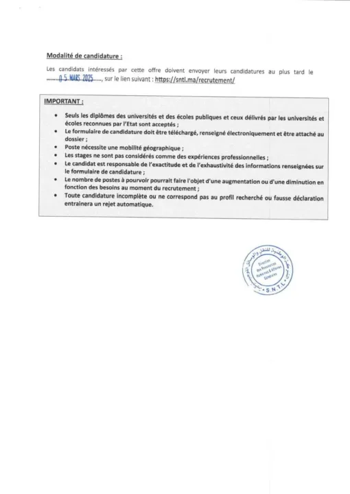Concours SNTL 2025 : 08 Postes à Pourvoir – Postulez Dès Maintenant !