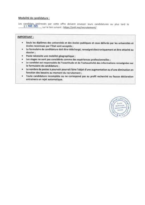 Concours SNTL 2025 : 08 Postes à Pourvoir – Postulez Dès Maintenant !