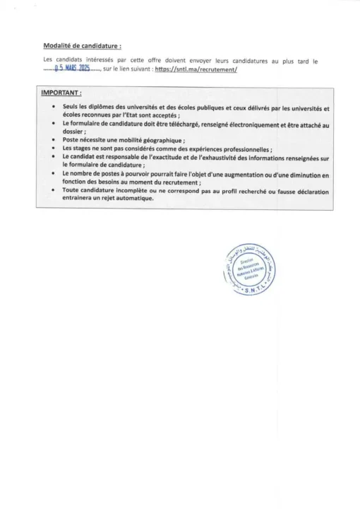 Concours SNTL 2025 : 08 Postes à Pourvoir – Postulez Dès Maintenant !