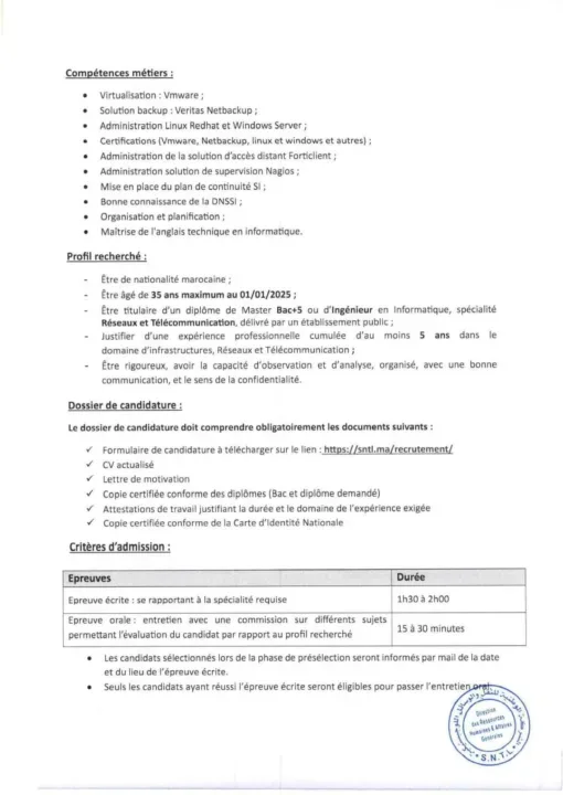 Concours SNTL 2025 : 08 Postes à Pourvoir – Postulez Dès Maintenant !