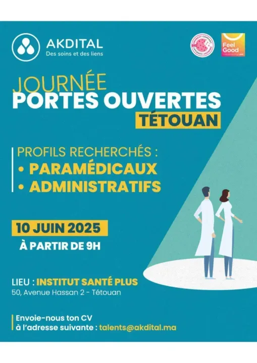 Emploi au Maroc : AKDITAL organise des journées de recrutement à Tétouan et Casablanca en 2025